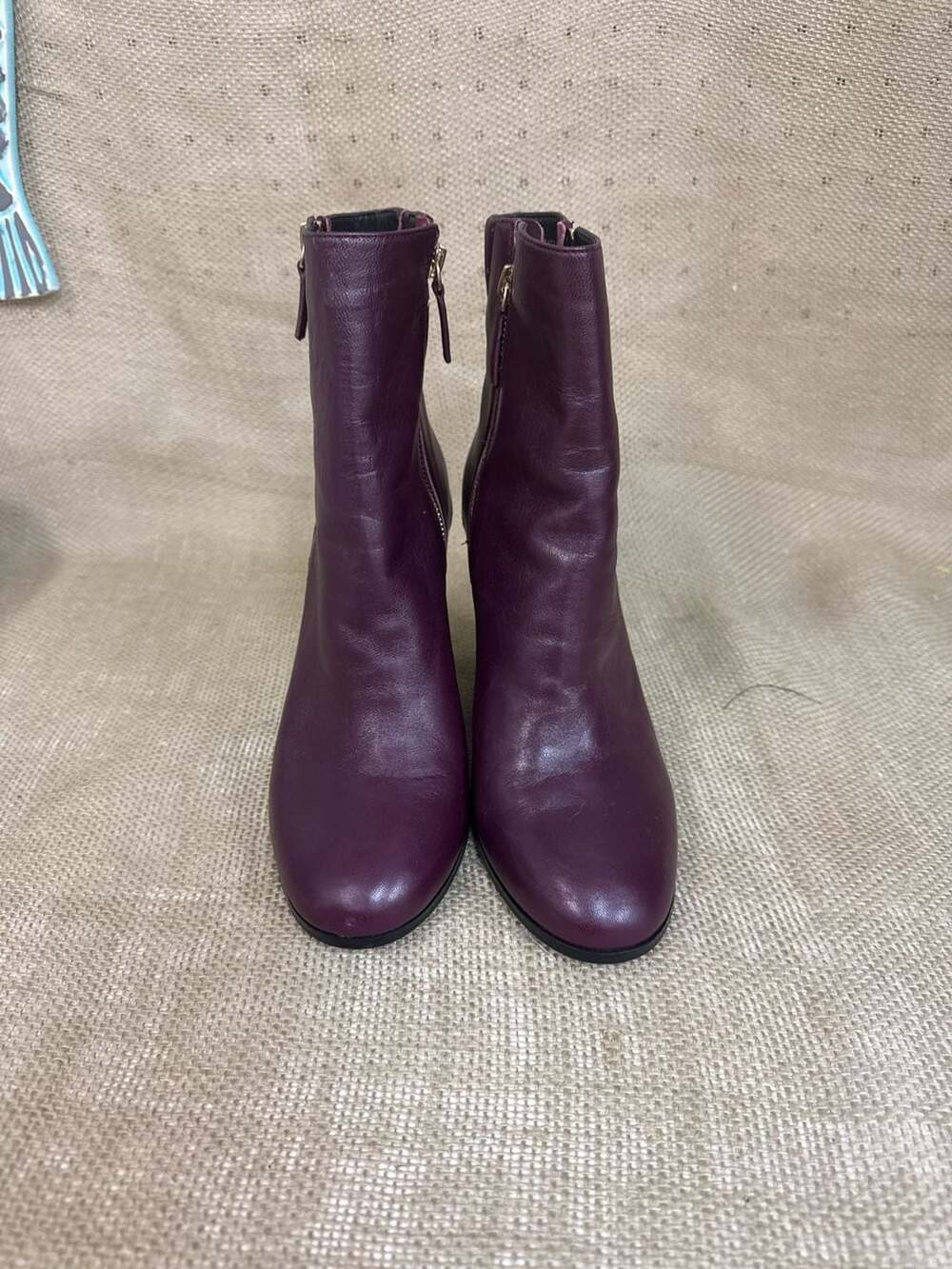 Katherine Kelly Jaymie Burgundy Leather Ankle Booties